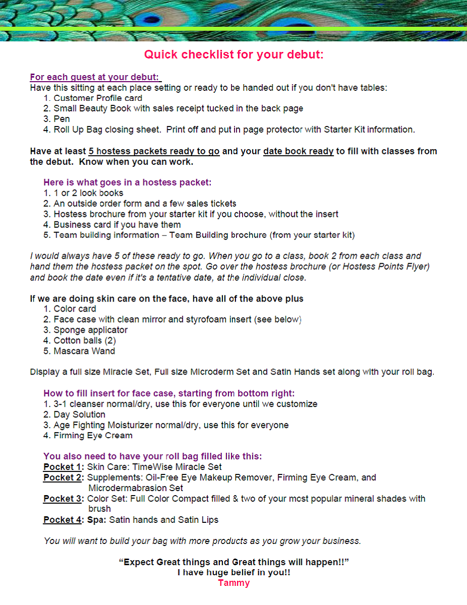 Printable Version of Debut Instructions & Checklist